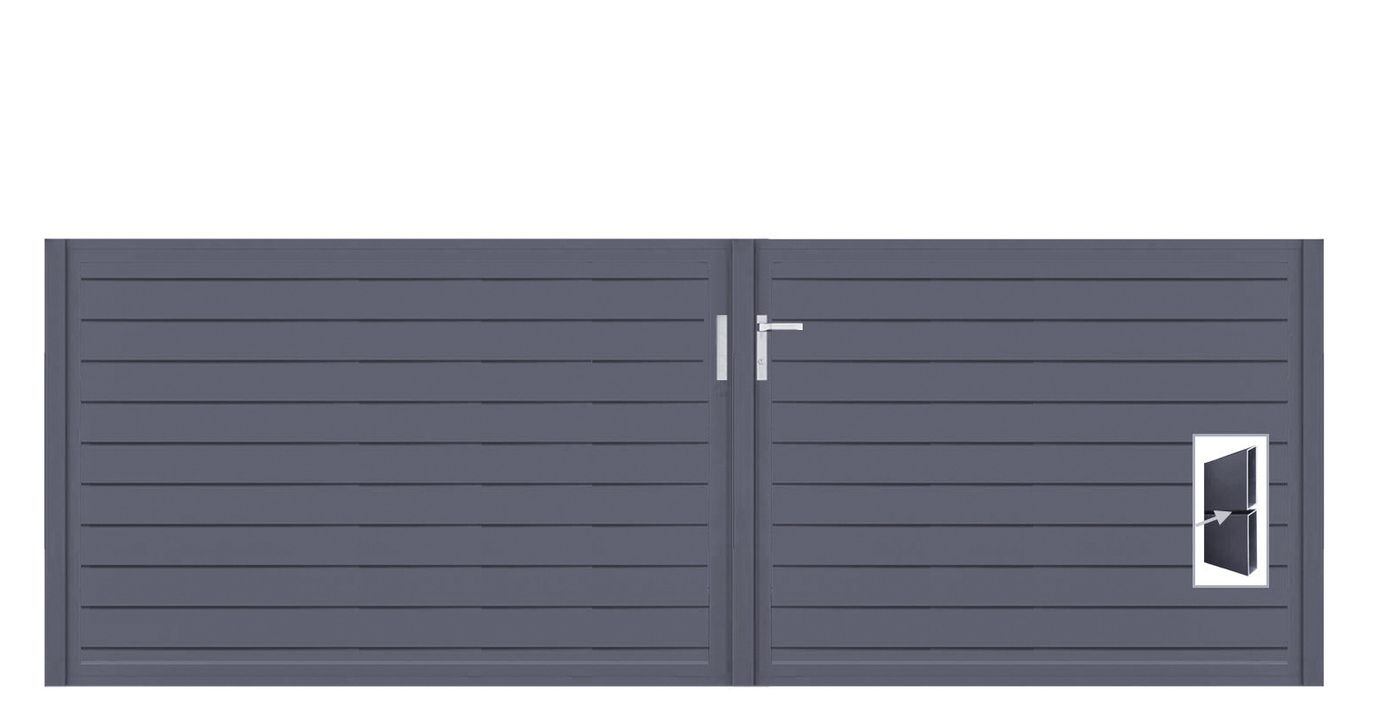 Aluminium Doppeltor Vidal Pure - Höhe 120cm, Breite 349cm (Teilung asymmetrisch 160+189cm) inkl. Torpfosten – Bild 1