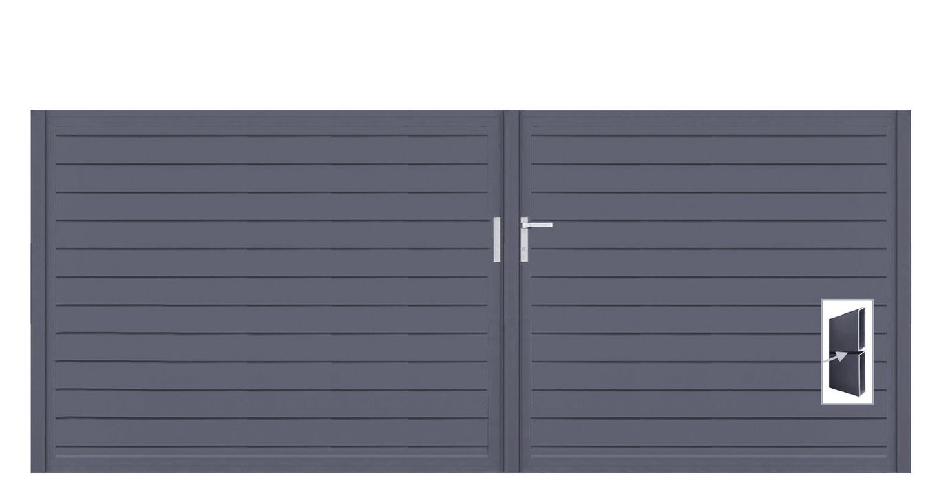 Aluminium Doppeltor Vidal Pure - Höhe 140cm, Breite 349cm (Teilung asymmetrisch 160+189cm) inkl. Torpfosten – Bild 1
