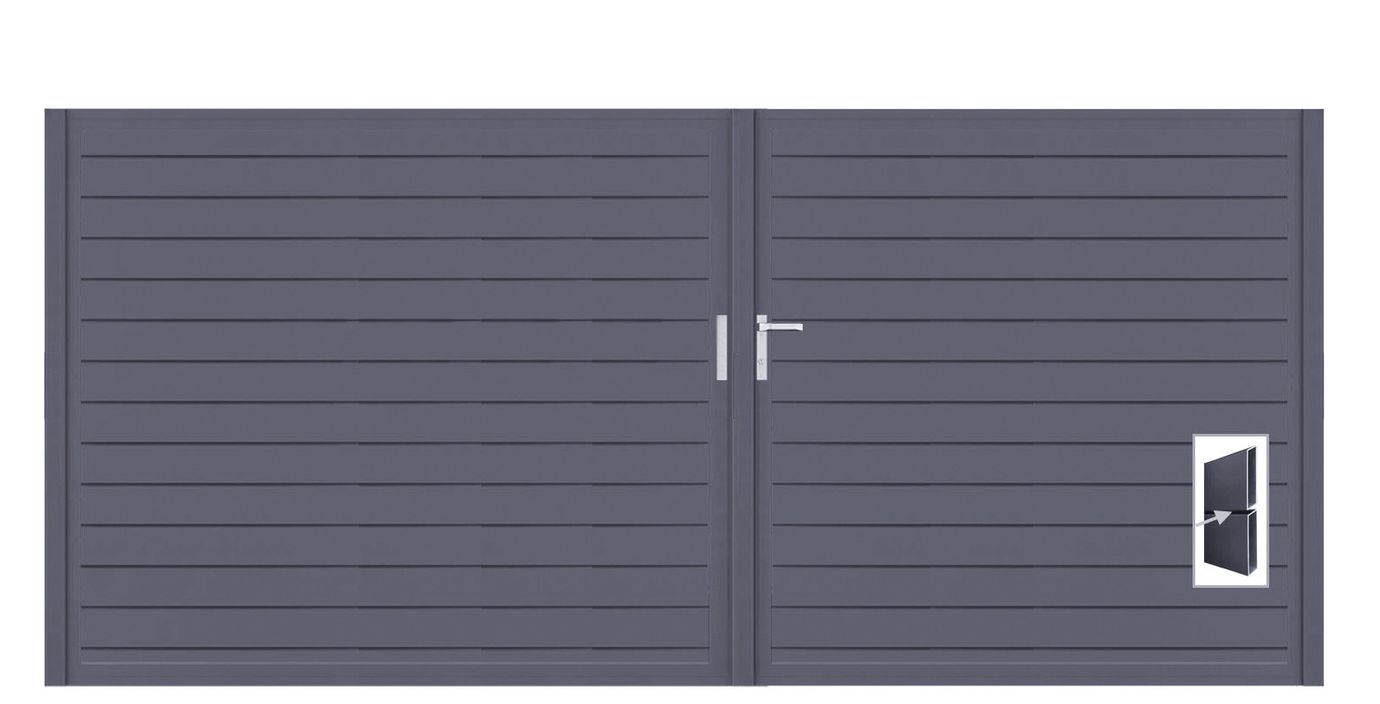 Aluminium Doppeltor Vidal Pure - Höhe 160cm, Breite 349cm (Teilung asymmetrisch 160+189cm) inkl. Torpfosten – Bild 1