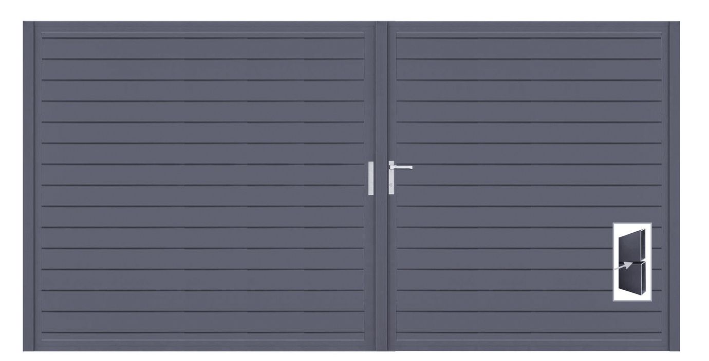 Aluminium Doppeltor Vidal Pure - Höhe 180cm, Breite 349cm (Teilung asymmetrisch 160+189cm) inkl. Torpfosten – Bild 1
