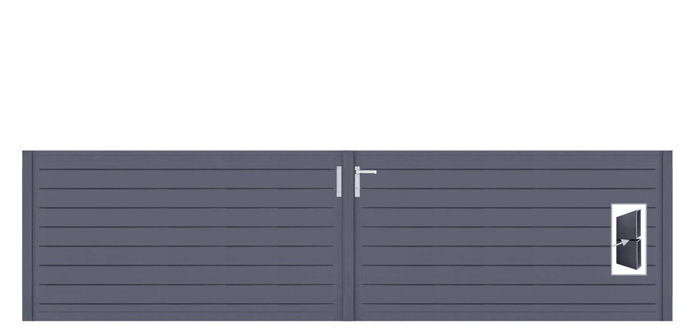 Aluminium Doppeltor Vidal Pure - Höhe 100cm, Breite 378cm (Teilung symmetrisch 189+189cm) inkl. Torpfosten – Bild 1