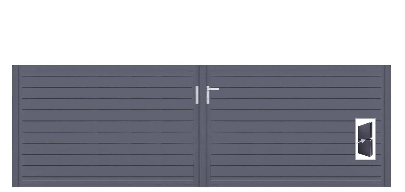 Aluminium Doppeltor Vidal Pure - Höhe 120cm, Breite 378cm (Teilung symmetrisch 189+189cm) inkl. Torpfosten – Bild 1
