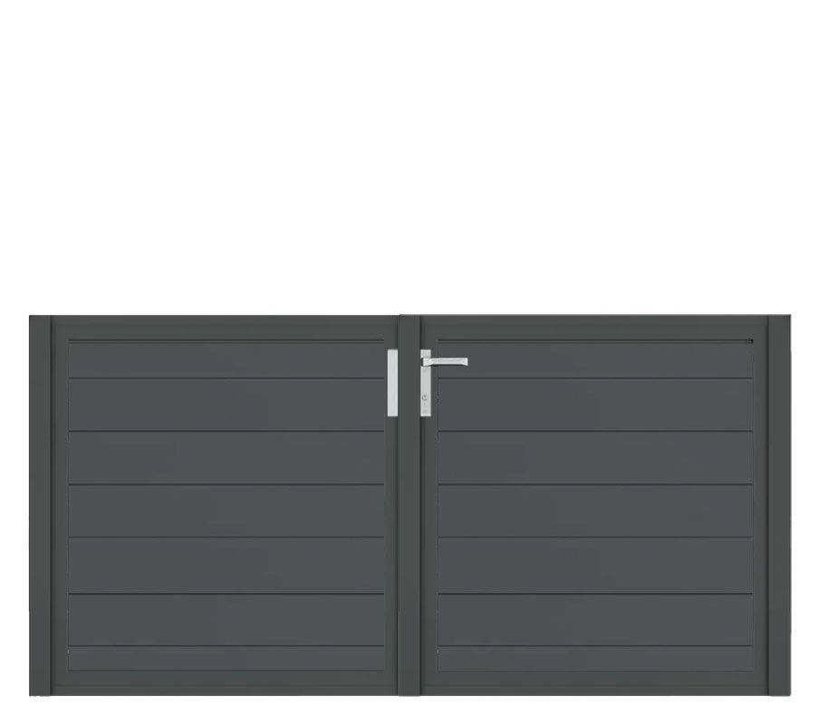 Aluminium Doppeltor Vidal Snap - Höhe 100cm, Breite 204cm (Teilung symmetrisch 102+102cm) inkl. Torpfosten – Bild 1