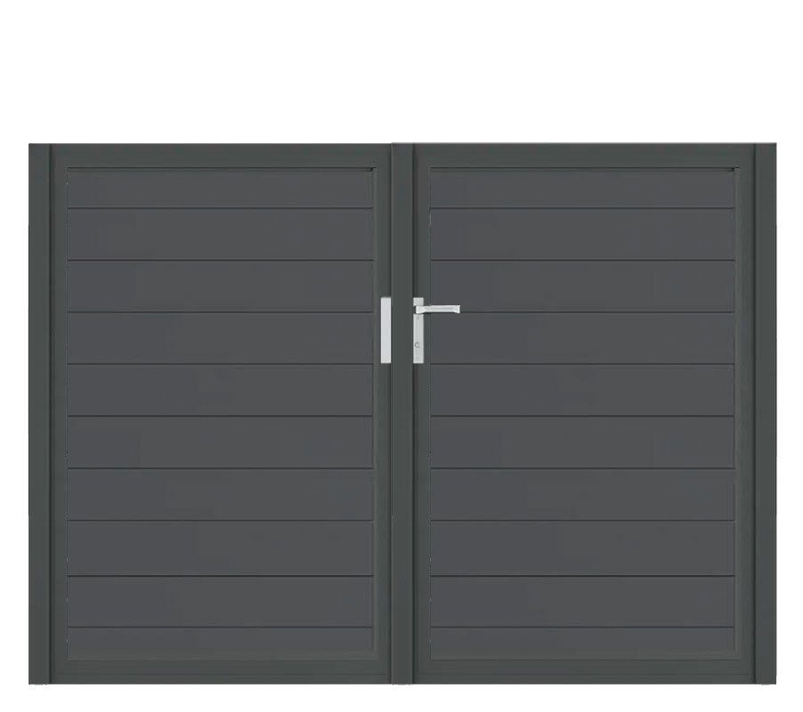 Aluminium Doppeltor Vidal Snap - Höhe 140cm, Breite 204cm (Teilung symmetrisch 102+102cm) inkl. Torpfosten – Bild 1
