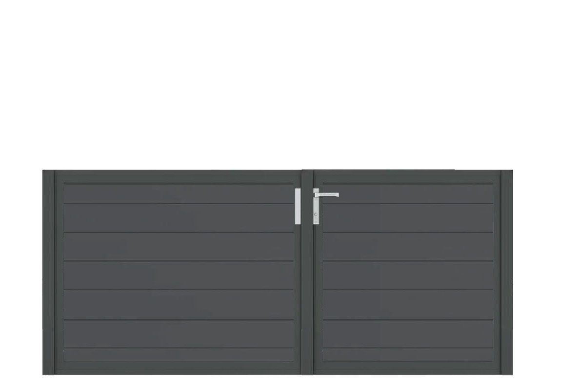 Aluminium Doppeltor Vidal Snap - Höhe 100cm, Breite 233cm (Teilung asymmetrisch 102+131cm) inkl. Torpfosten – Bild 1
