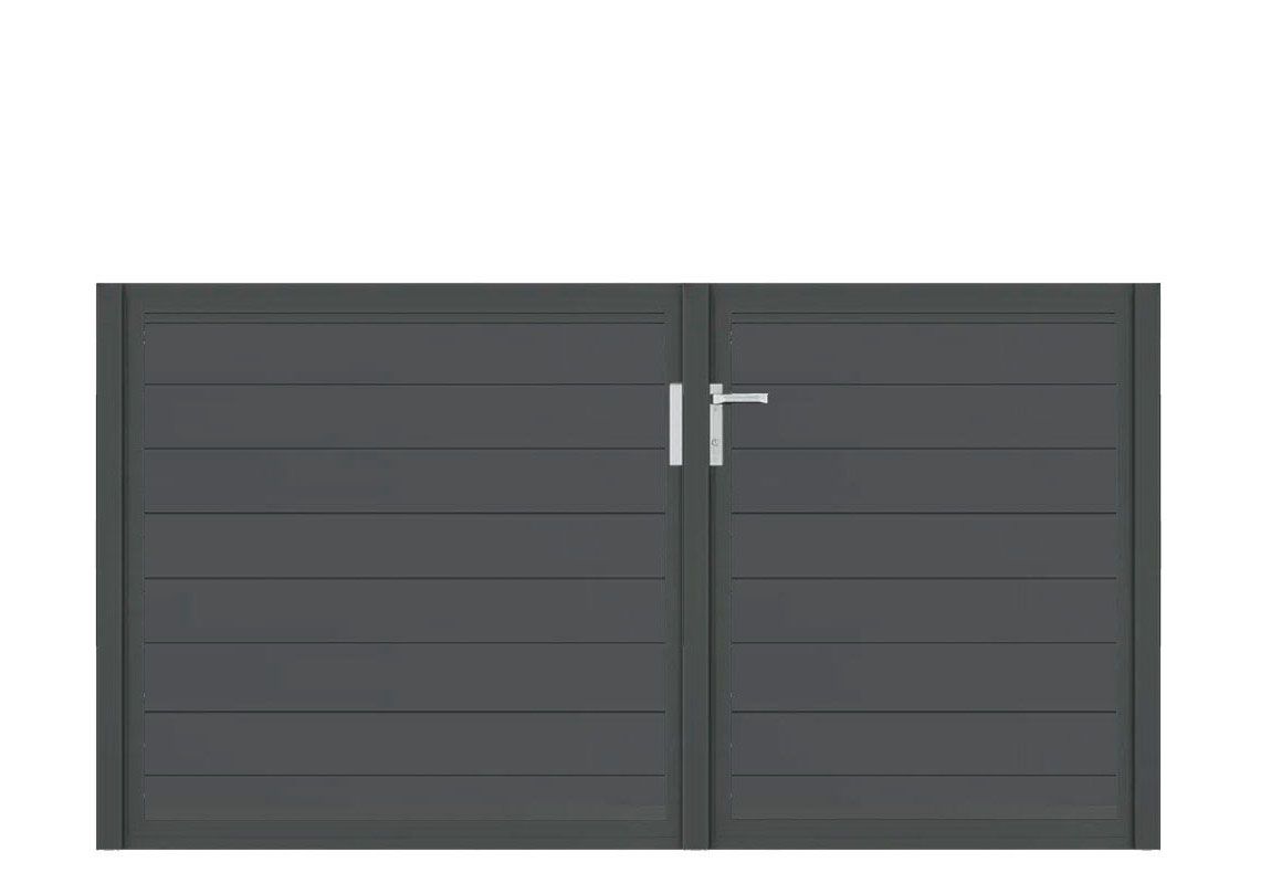 Aluminium Doppeltor Vidal Snap - Höhe 120cm, Breite 233cm (Teilung asymmetrisch 102+131cm) inkl. Torpfosten – Bild 1