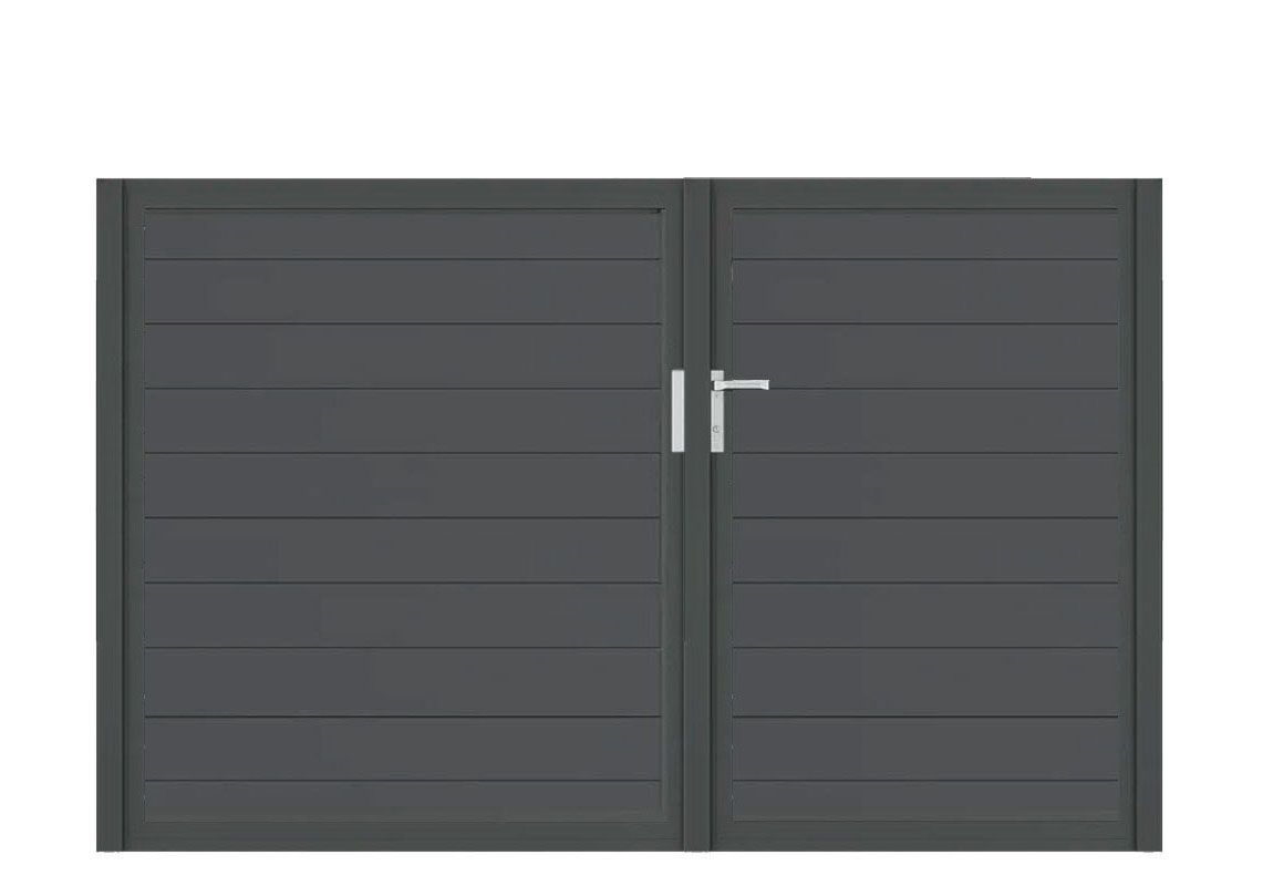 Aluminium Doppeltor Vidal Snap - Höhe 140cm, Breite 233cm (Teilung asymmetrisch 102+131cm) inkl. Torpfosten – Bild 1