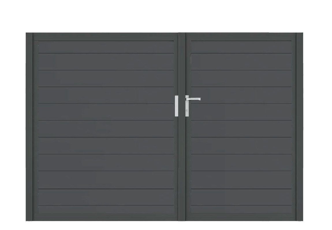 Aluminium Doppeltor Vidal Snap - Höhe 160cm, Breite 233cm (Teilung asymmetrisch 102+131cm) inkl. Torpfosten – Bild 1