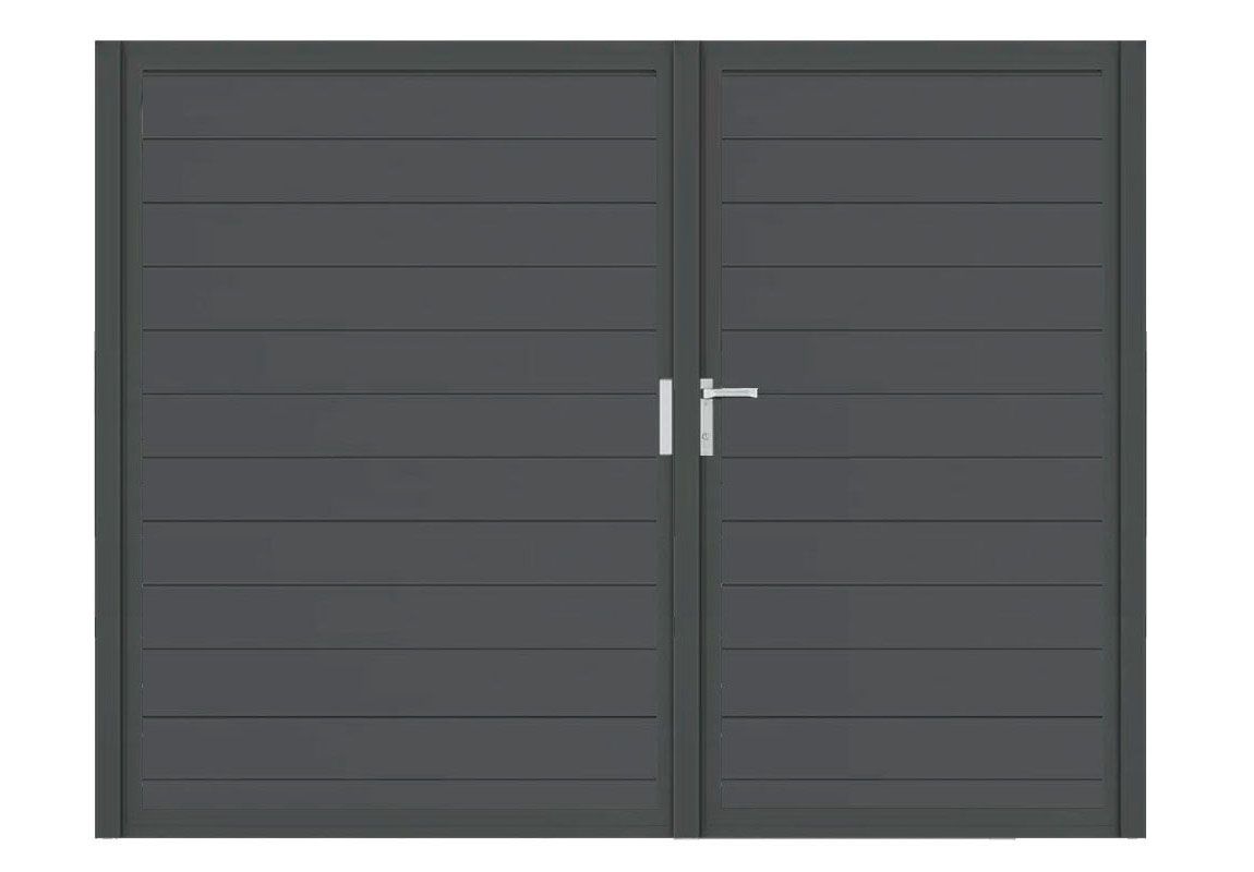 Aluminium Doppeltor Vidal Snap - Höhe 180cm, Breite 233cm (Teilung asymmetrisch 102+131cm) inkl. Torpfosten – Bild 1