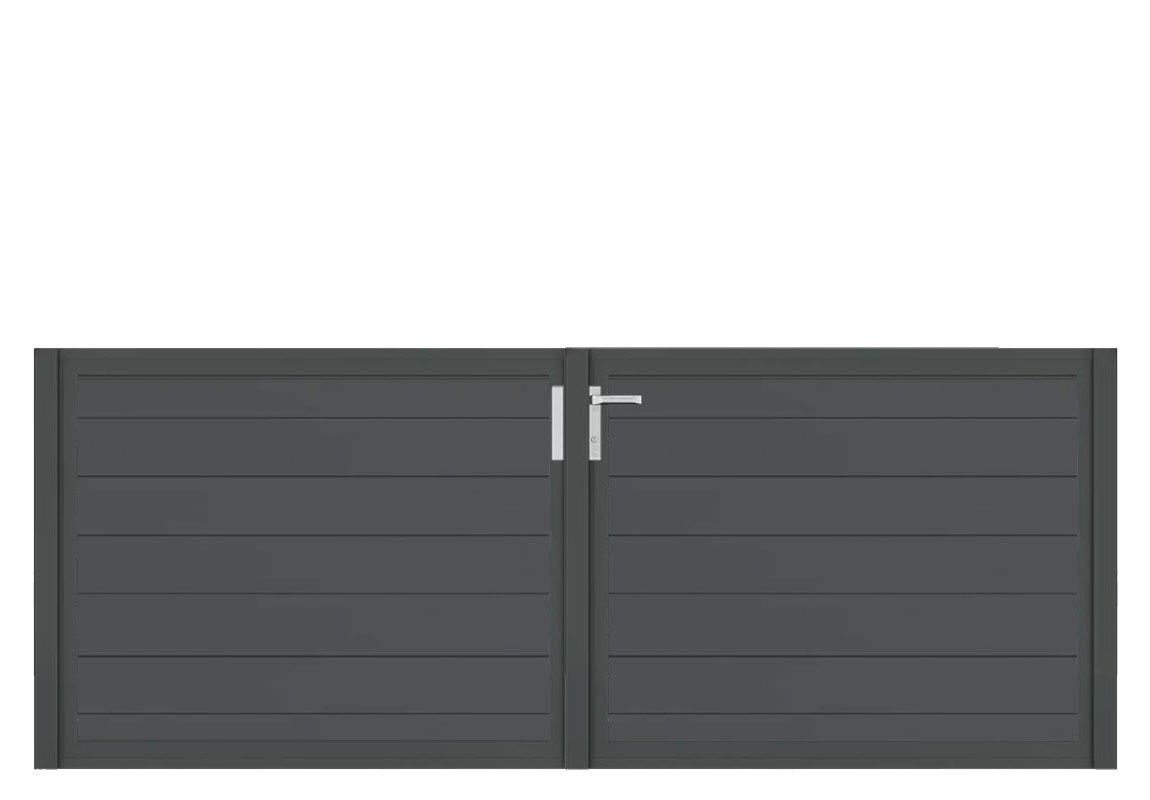 Aluminium Doppeltor Vidal Snap - Höhe 100cm, Breite 262cm (Teilung symmetrisch 131+131cm) inkl. Torpfosten – Bild 1