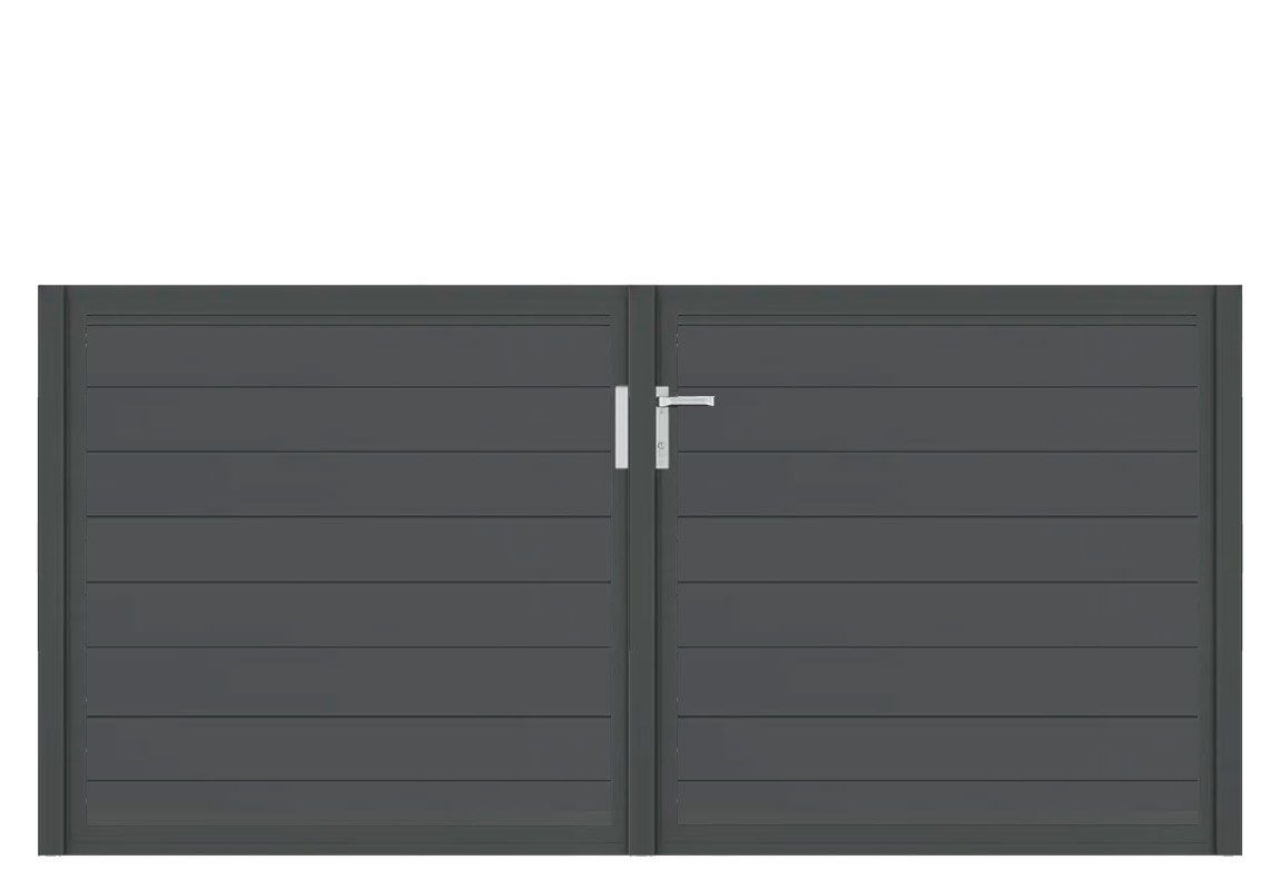 Aluminium Doppeltor Vidal Snap - Höhe 120cm, Breite 262cm (Teilung symmetrisch 131+131cm) inkl. Torpfosten – Bild 1
