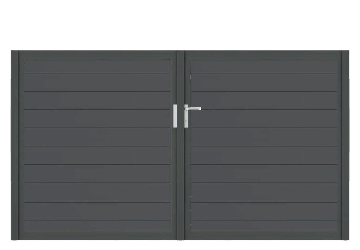 Aluminium Doppeltor Vidal Snap - Höhe 140cm, Breite 262cm (Teilung symmetrisch 131+131cm) inkl. Torpfosten – Bild 1