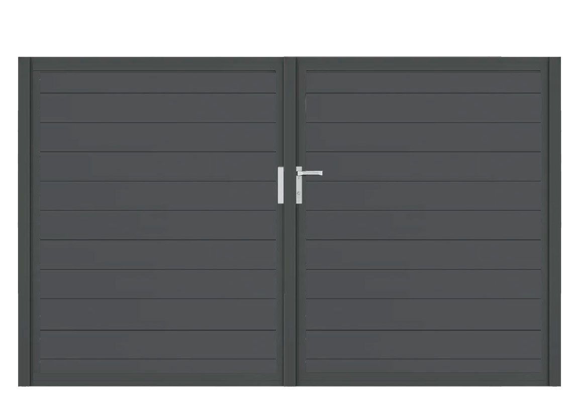 Aluminium Doppeltor Vidal Snap - Höhe 160cm, Breite 262cm (Teilung symmetrisch 131+131cm) inkl. Torpfosten – Bild 1