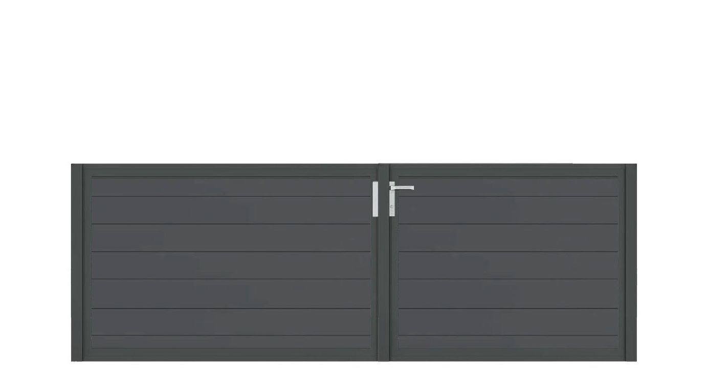 Aluminium Doppeltor Vidal Snap - Höhe 100cm, Breite 262cm (Teilung asymmetrisch 102+160cm) inkl. Torpfosten – Bild 1