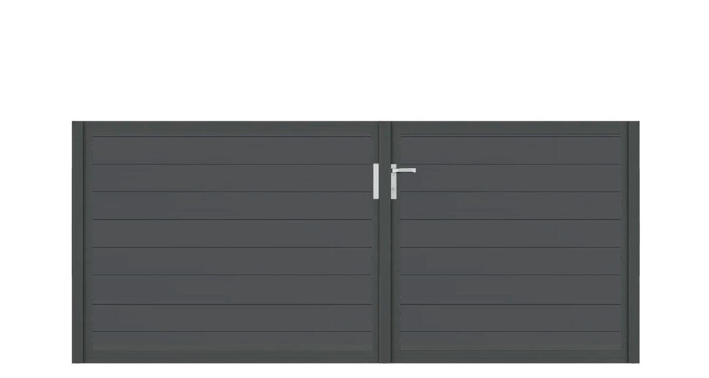 Aluminium Doppeltor Vidal Snap - Höhe 120cm, Breite 262cm (Teilung asymmetrisch 102+160cm) inkl. Torpfosten – Bild 1