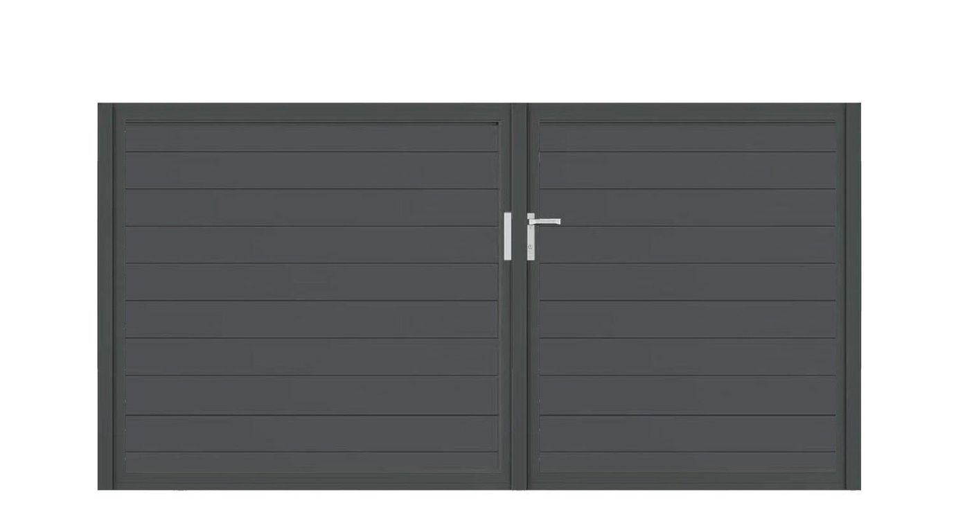 Aluminium Doppeltor Vidal Snap - Höhe 140cm, Breite 291cm (Teilung asymmetrisch 131+160cm) inkl. Torpfosten – Bild 1