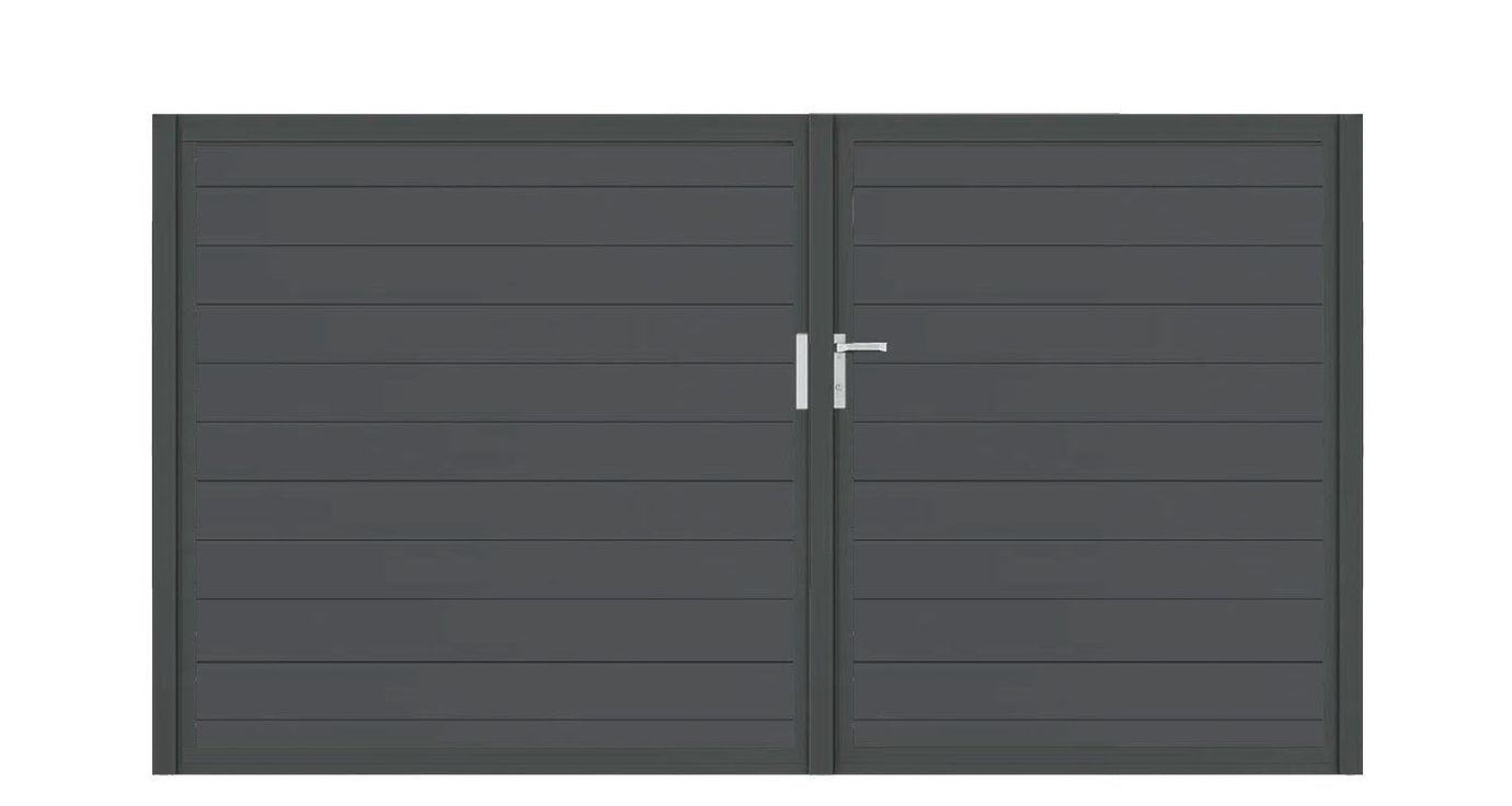 Aluminium Doppeltor Vidal Snap - Höhe 160cm, Breite 262cm (Teilung asymmetrisch 102+160cm) inkl. Torpfosten – Bild 1