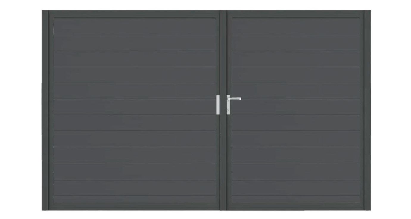 Aluminium Doppeltor Vidal Snap - Höhe 180cm, Breite 262cm (Teilung asymmetrisch 102+160cm) inkl. Torpfosten – Bild 1