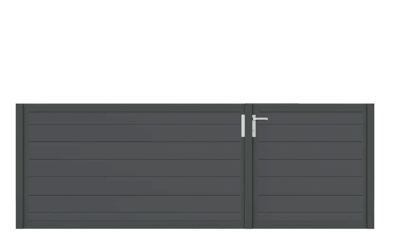 Aluminium Doppeltor Vidal Snap - Höhe 100cm, Breite 291cm (Teilung asymmetrisch 102+189cm) inkl. Torpfosten – Bild 1
