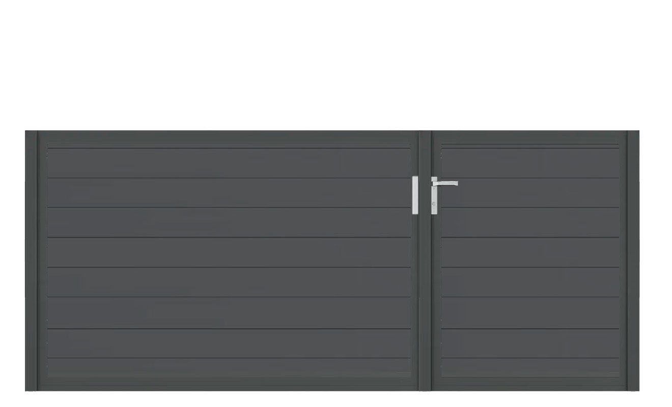 Aluminium Doppeltor Vidal Snap - Höhe 120cm, Breite 291cm (Teilung asymmetrisch 102+189cm) inkl. Torpfosten – Bild 1