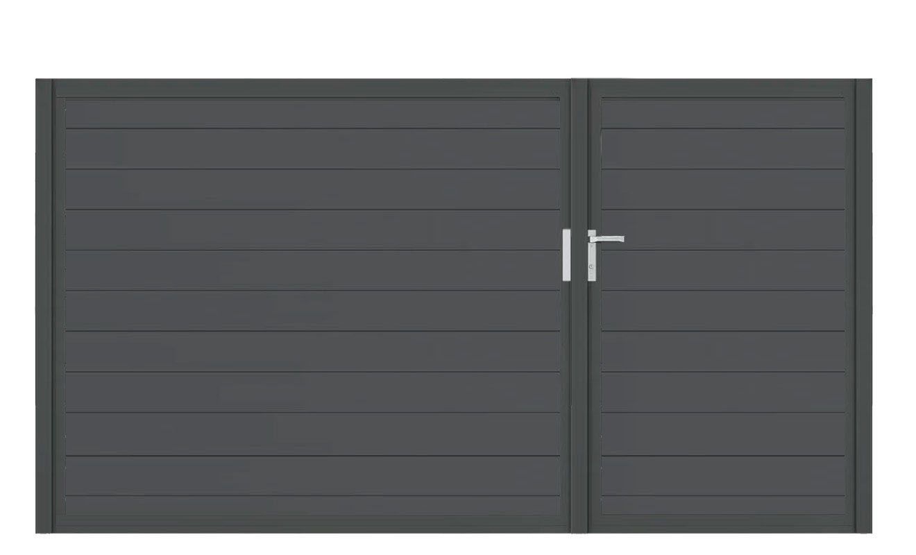 Aluminium Doppeltor Vidal Snap - Höhe 160cm, Breite 291cm (Teilung asymmetrisch 102+189cm) inkl. Torpfosten – Bild 1