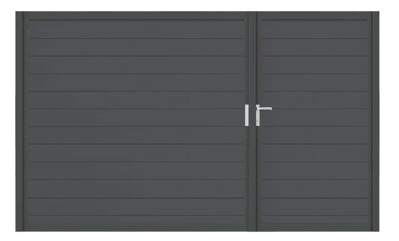 Aluminium Doppeltor Vidal Snap - Höhe 180cm, Breite 291cm (Teilung asymmetrisch 102+189cm) inkl. Torpfosten – Bild 1