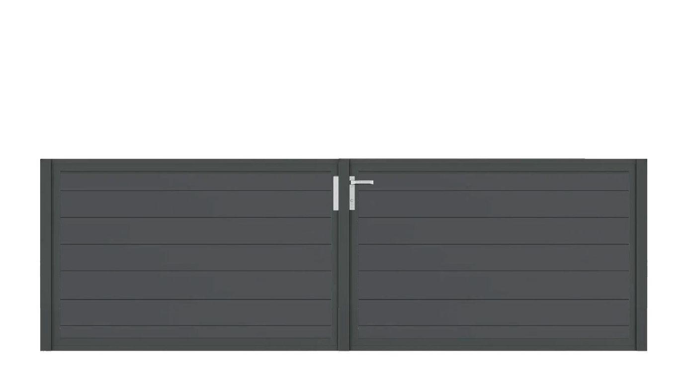 Aluminium Doppeltor Vidal Snap - Höhe 100cm, Breite 320cm (Teilung symmetrisch 160+160cm) inkl. Torpfosten – Bild 1