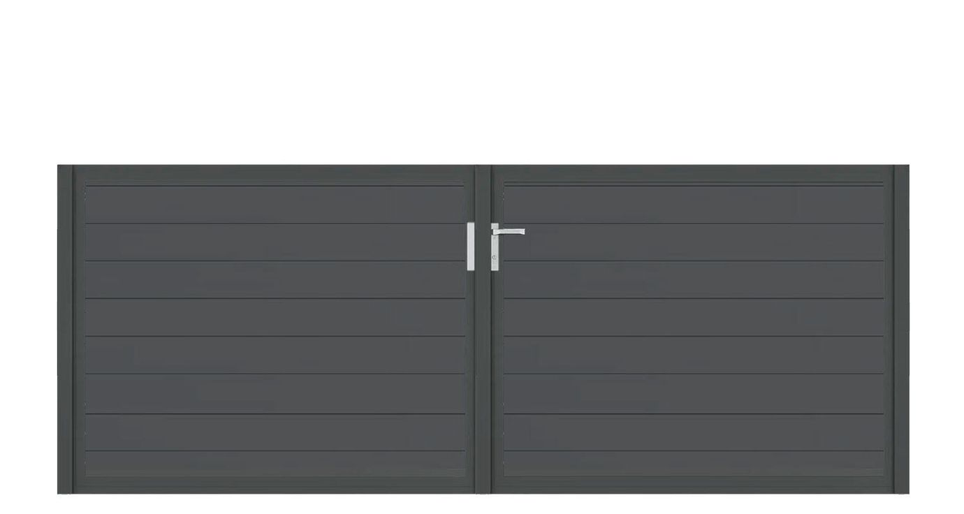 Aluminium Doppeltor Vidal Snap - Höhe 120cm, Breite 320cm (Teilung symmetrisch 160+160cm) inkl. Torpfosten – Bild 1