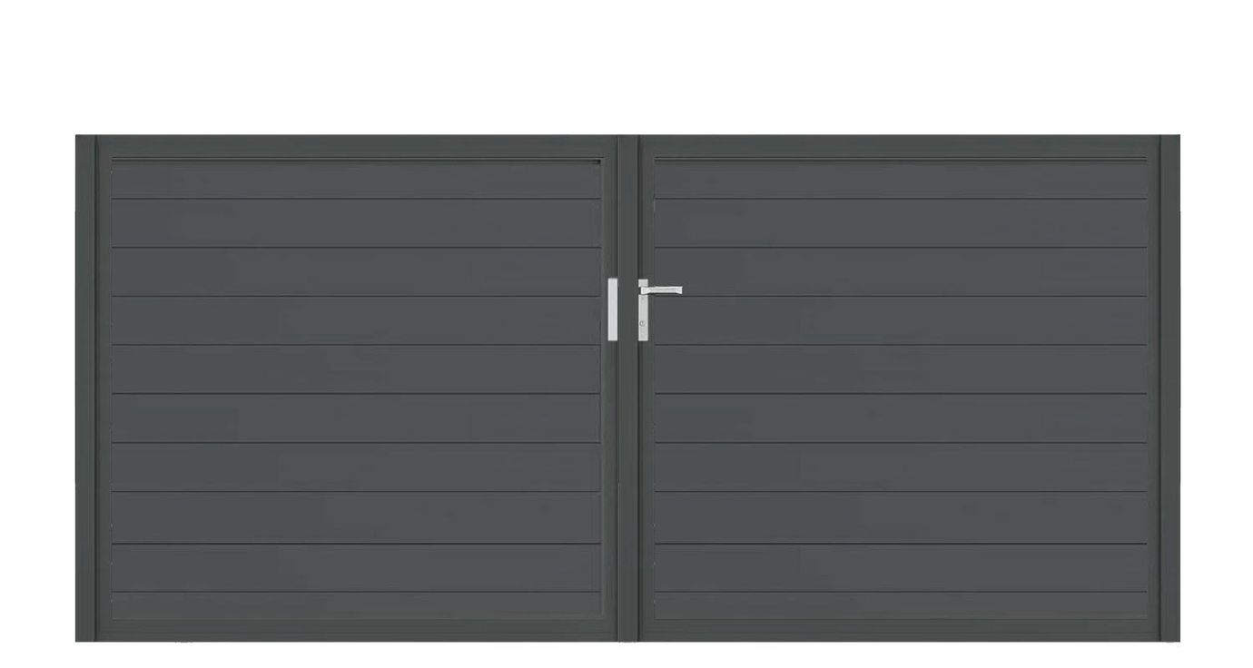 Aluminium Doppeltor Vidal Snap - Höhe 140cm, Breite 320cm (Teilung symmetrisch 160+160cm) inkl. Torpfosten – Bild 1