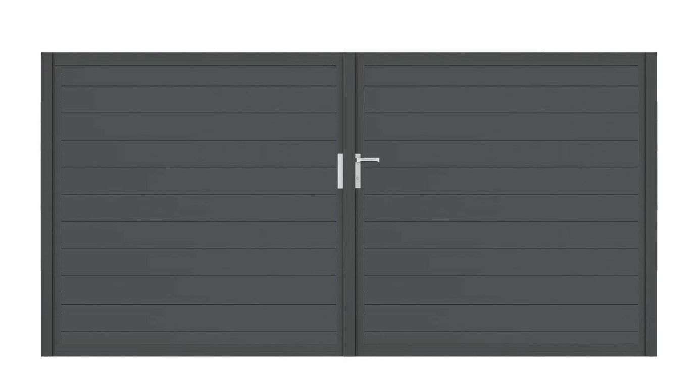 Aluminium Doppeltor Vidal Snap - Höhe 160cm, Breite 320cm (Teilung symmetrisch 160+160cm) inkl. Torpfosten – Bild 1