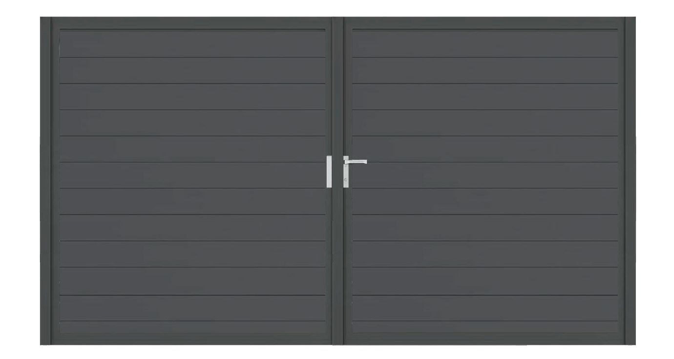 Aluminium Doppeltor Vidal Snap - Höhe 180cm, Breite 320cm (Teilung symmetrisch 160+160cm) inkl. Torpfosten – Bild 1
