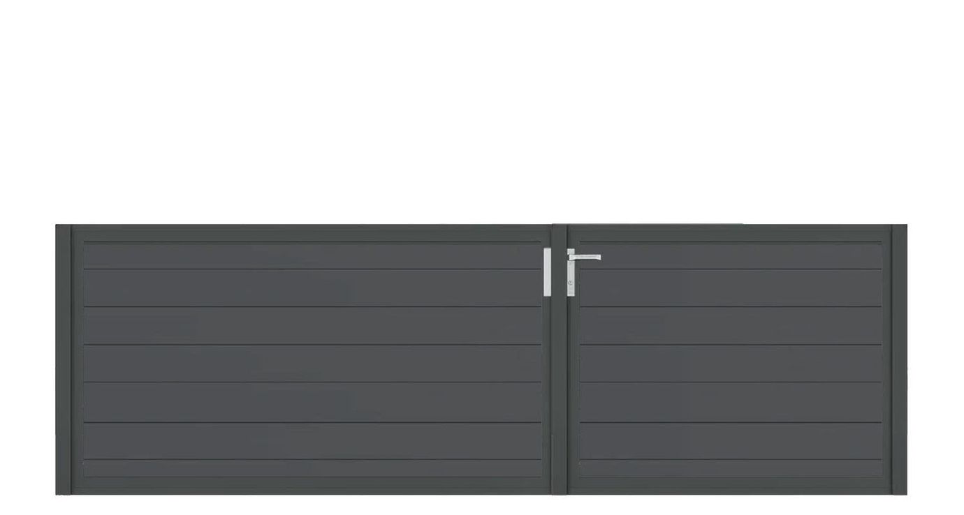 Aluminium Doppeltor Vidal Snap - Höhe 100cm, Breite 320cm (Teilung asymmetrisch 131+189cm) inkl. Torpfosten – Bild 1