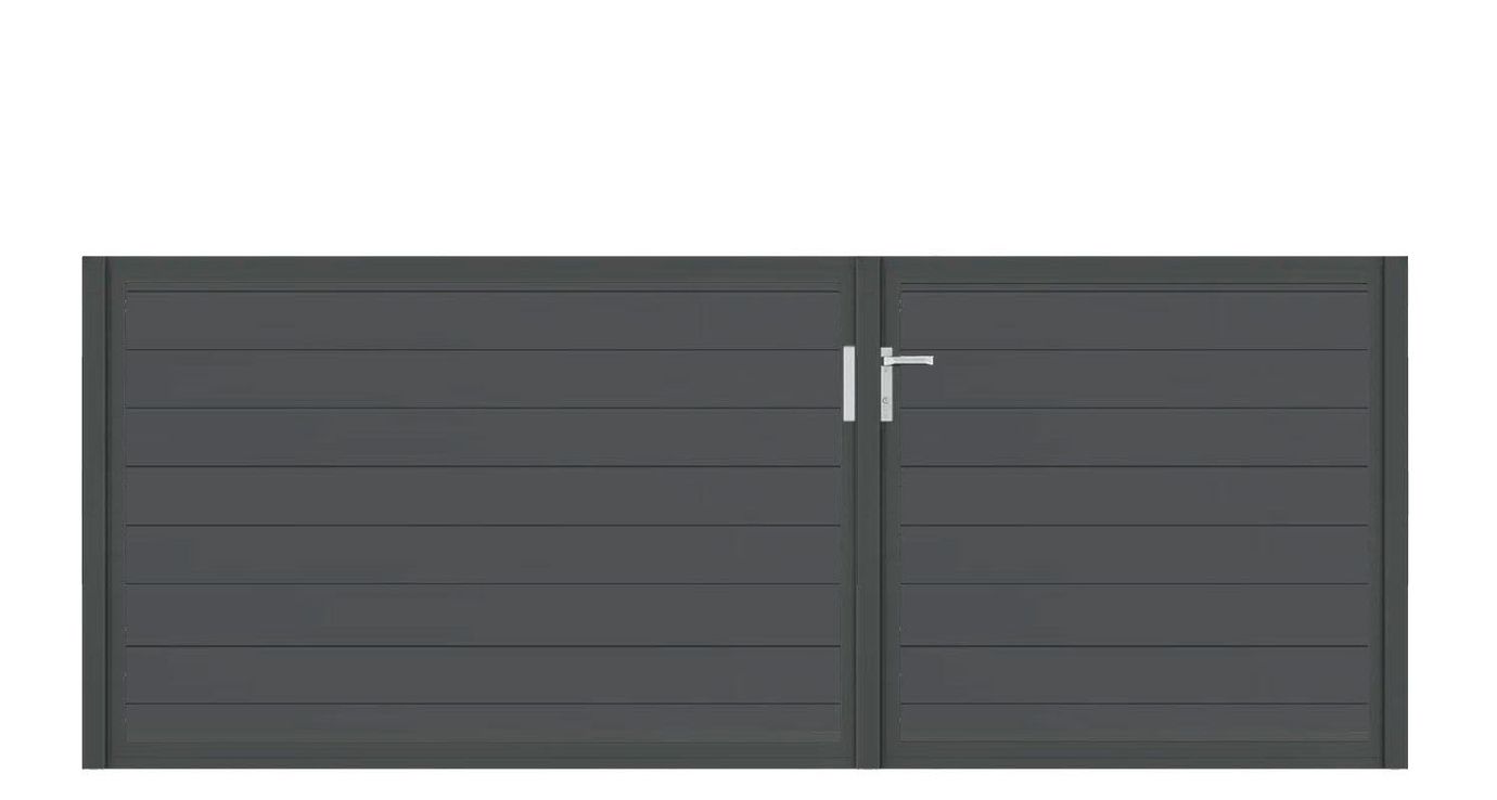 Aluminium Doppeltor Vidal Snap - Höhe 120cm, Breite 320cm (Teilung asymmetrisch 131+189cm) inkl. Torpfosten – Bild 1
