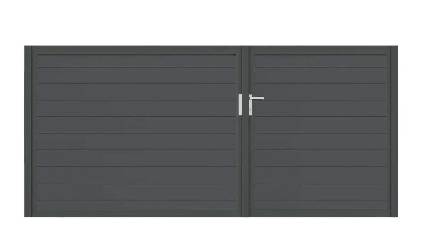 Aluminium Doppeltor Vidal Snap - Höhe 140cm, Breite 320cm (Teilung asymmetrisch 131+189cm) inkl. Torpfosten – Bild 1
