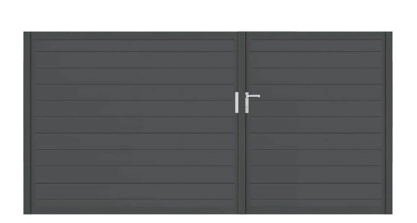 Aluminium Doppeltor Vidal Snap - Höhe 160cm, Breite 320cm (Teilung asymmetrisch 131+189cm) inkl. Torpfosten – Bild 1