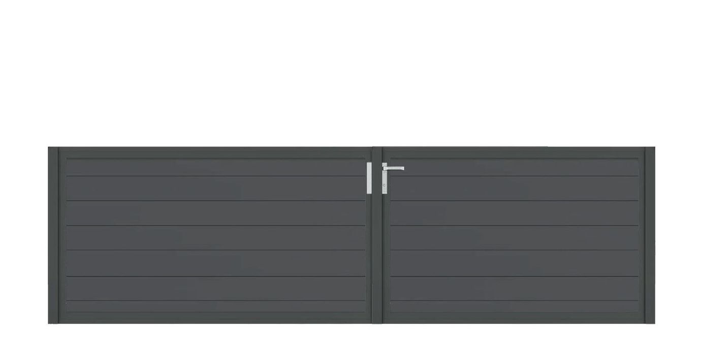 Aluminium Doppeltor Vidal Snap - Höhe 100cm, Breite 349cm (Teilung asymmetrisch 160+189cm) inkl. Torpfosten – Bild 1