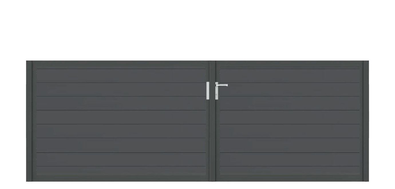Aluminium Doppeltor Vidal Snap - Höhe 120cm, Breite 349cm (Teilung asymmetrisch 160+189cm) inkl. Torpfosten – Bild 1