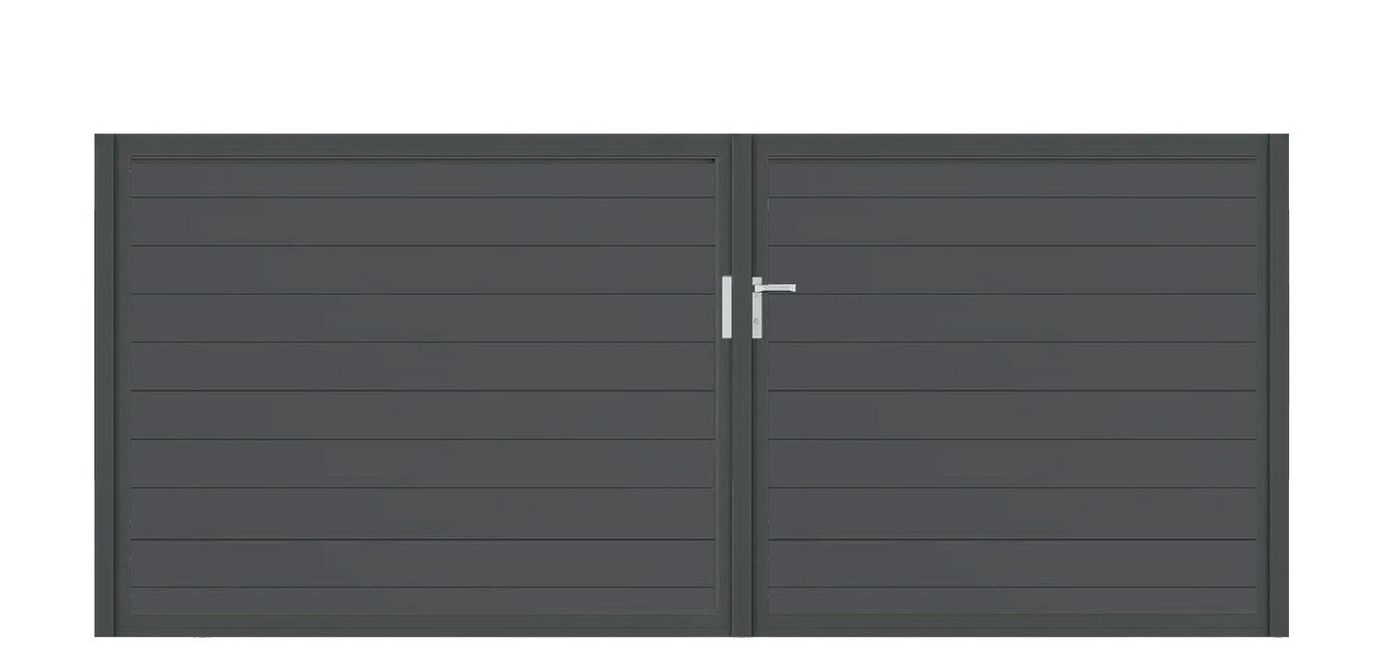 Aluminium Doppeltor Vidal Snap - Höhe 140cm, Breite 349cm (Teilung asymmetrisch 160+189cm) inkl. Torpfosten – Bild 1