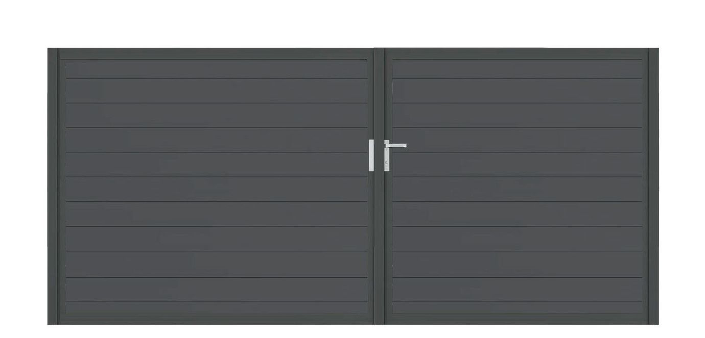 Aluminium Doppeltor Vidal Snap - Höhe 160cm, Breite 349cm (Teilung asymmetrisch 160+189cm) inkl. Torpfosten – Bild 1