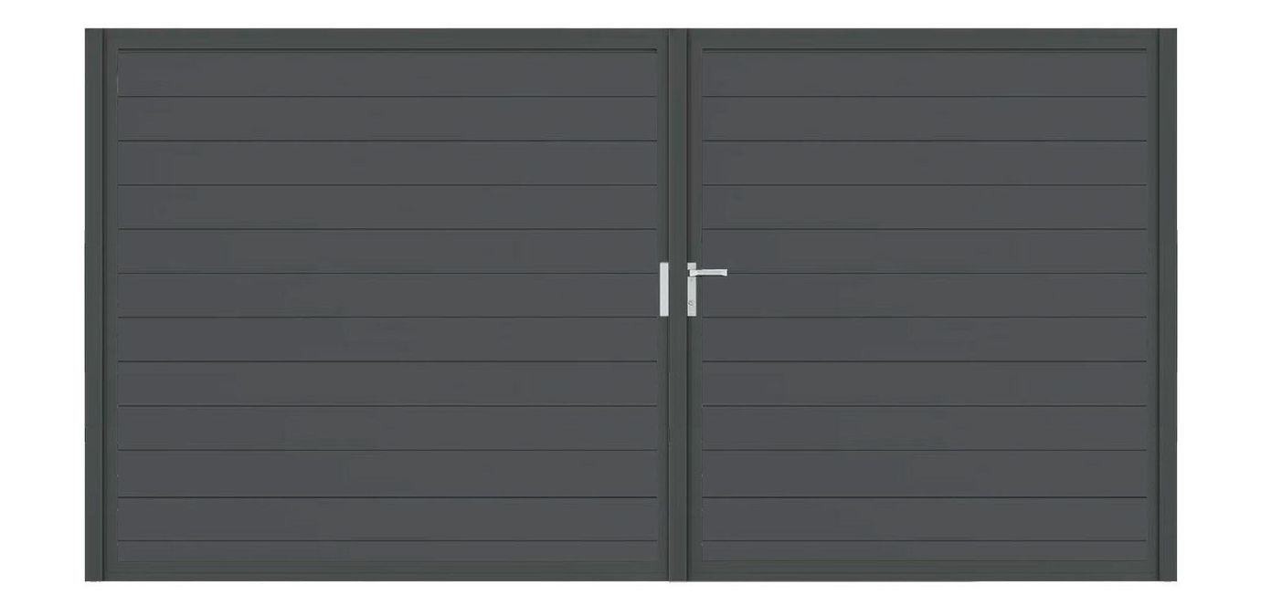 Aluminium Doppeltor Vidal Snap - Höhe 180cm, Breite 349cm (Teilung asymmetrisch 160+189cm) inkl. Torpfosten – Bild 1