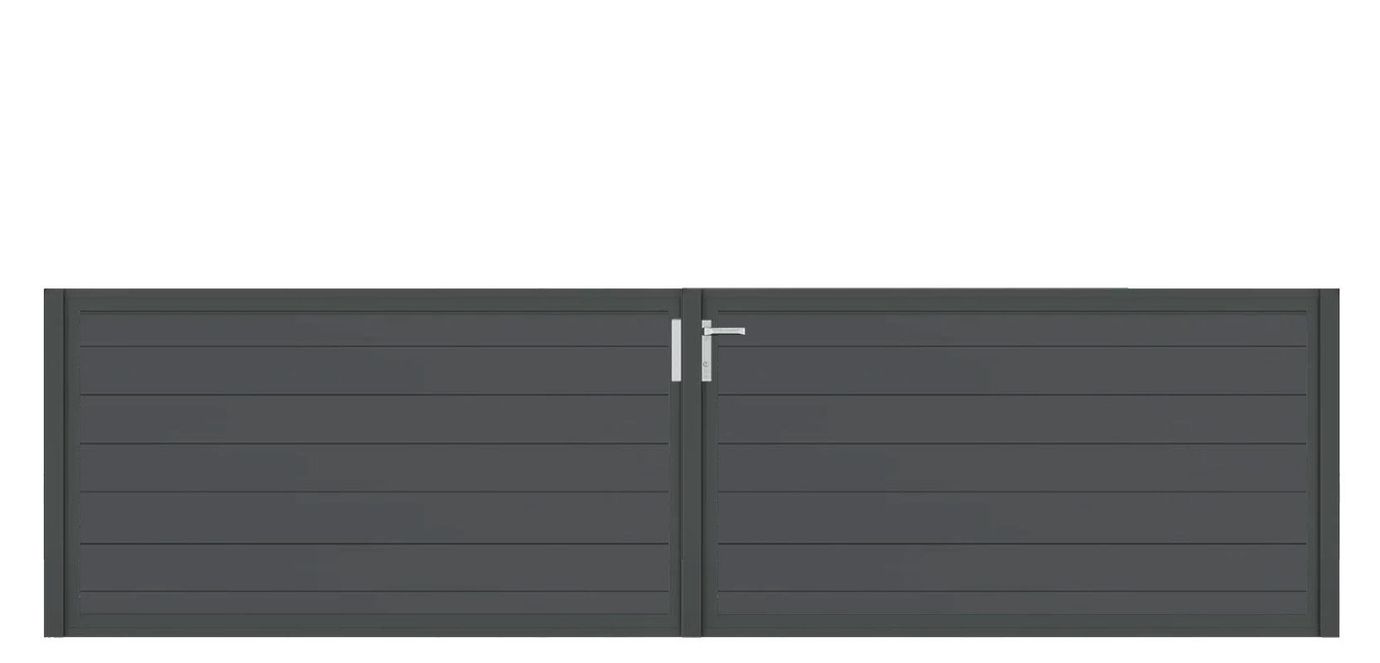 Aluminium Doppeltor Vidal Snap - Höhe 100cm, Breite 378cm (Teilung symmetrisch 189+189cm) inkl. Torpfosten – Bild 1