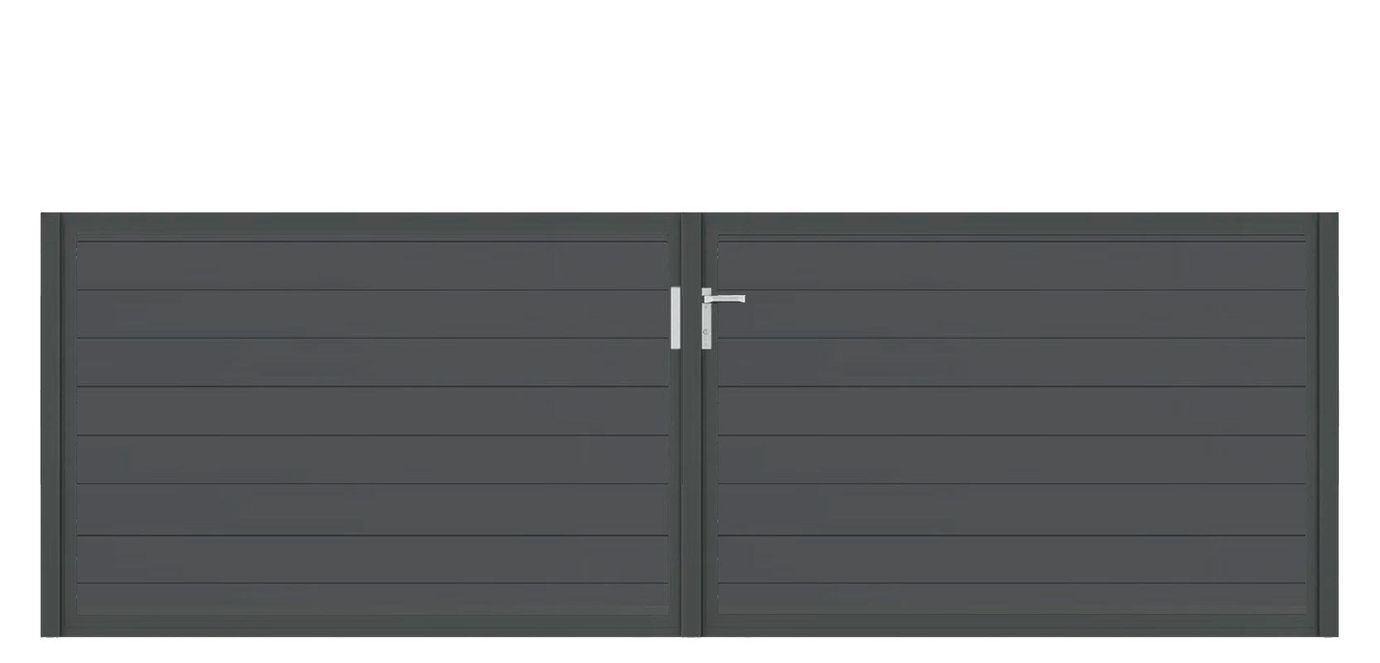 Aluminium Doppeltor Vidal Snap - Höhe 120cm, Breite 378cm (Teilung symmetrisch 189+189cm) inkl. Torpfosten – Bild 1