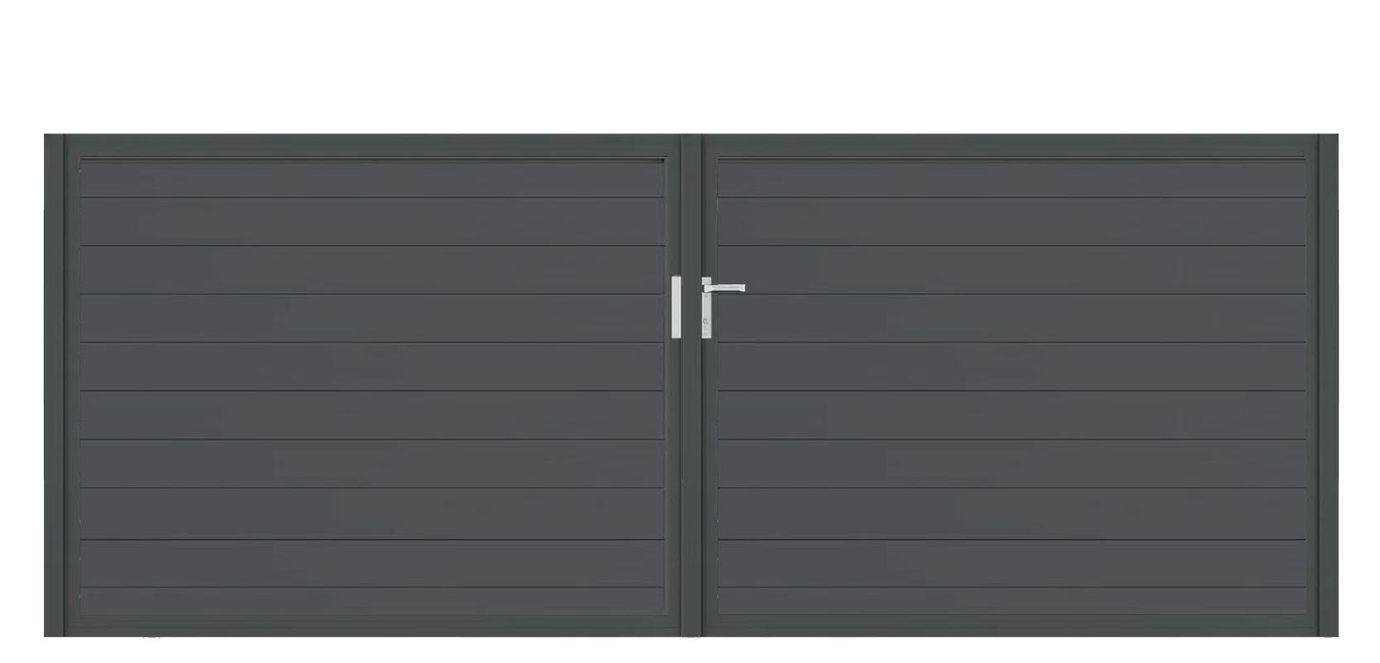 Aluminium Doppeltor Vidal Snap - Höhe 140cm, Breite 378cm (Teilung symmetrisch 189+189cm) inkl. Torpfosten – Bild 1