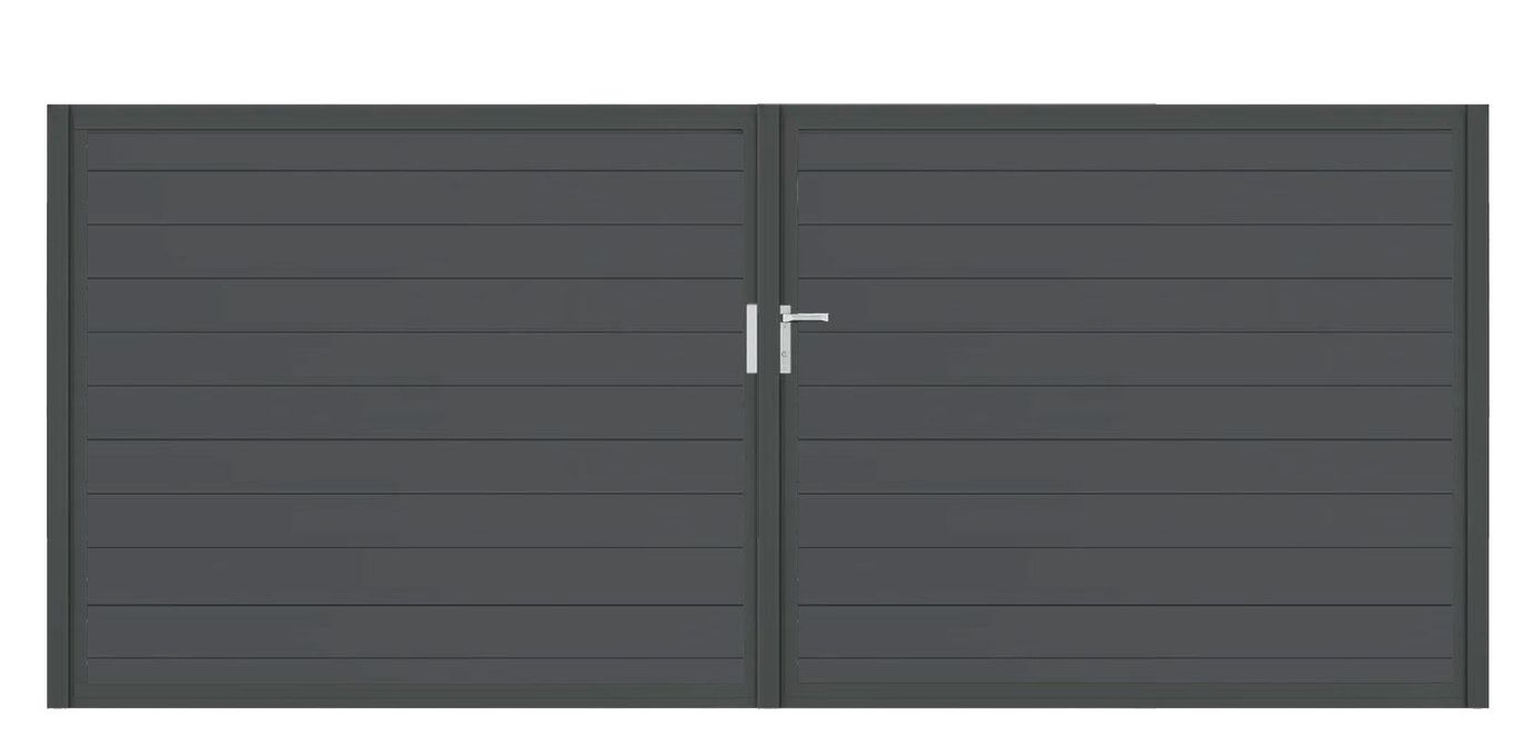 Aluminium Doppeltor Vidal Snap - Höhe 160cm, Breite 378cm (Teilung symmetrisch 189+189cm) inkl. Torpfosten – Bild 1