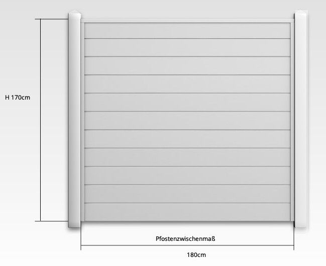 Kunststoff Sichtschutz Anschluß-Element, Höhe 175cm, Breite 180cm, weiß (inkl. 1 Pfosten)