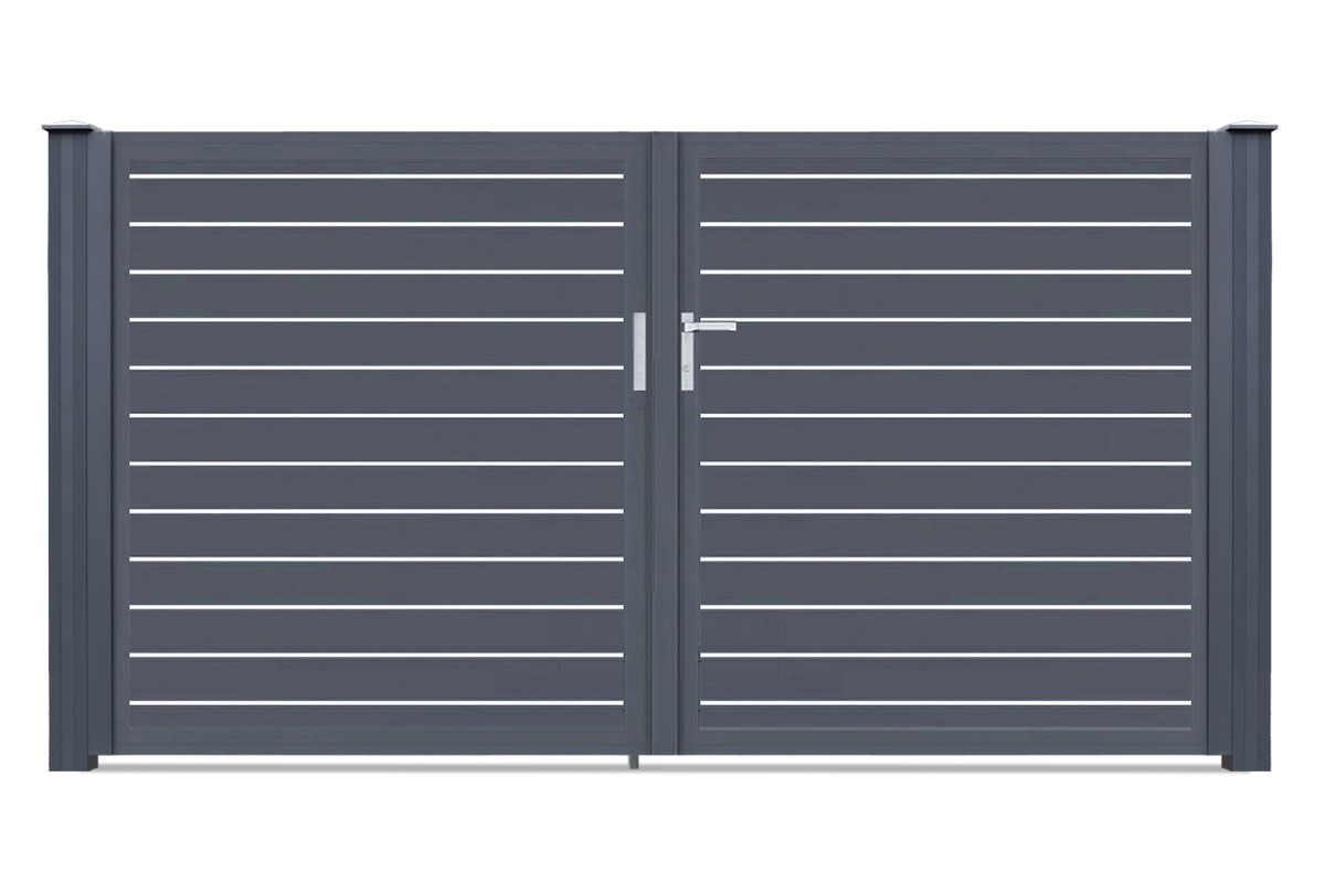 Aluminium Doppeltor Vidal Line 100 - Höhe 140cm, Breite 262cm (Teilung symmetrisch 131+131cm) inkl. Torpfosten – Bild 1
