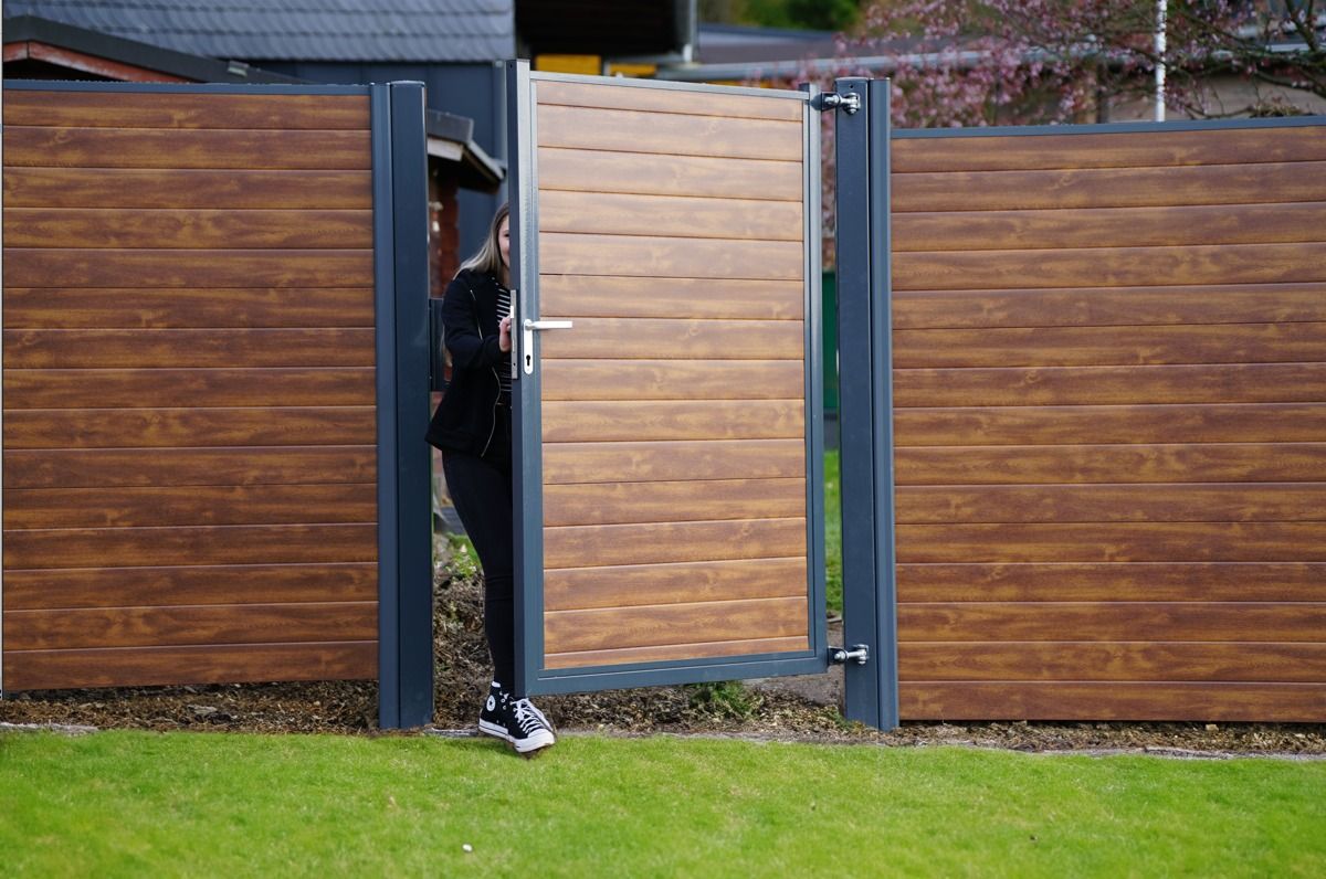 Silento 27 Schallschutz-Gartentor, Höhen 160-200cm, Breiten 100-200cm, 4 Farben & 3 Dekore