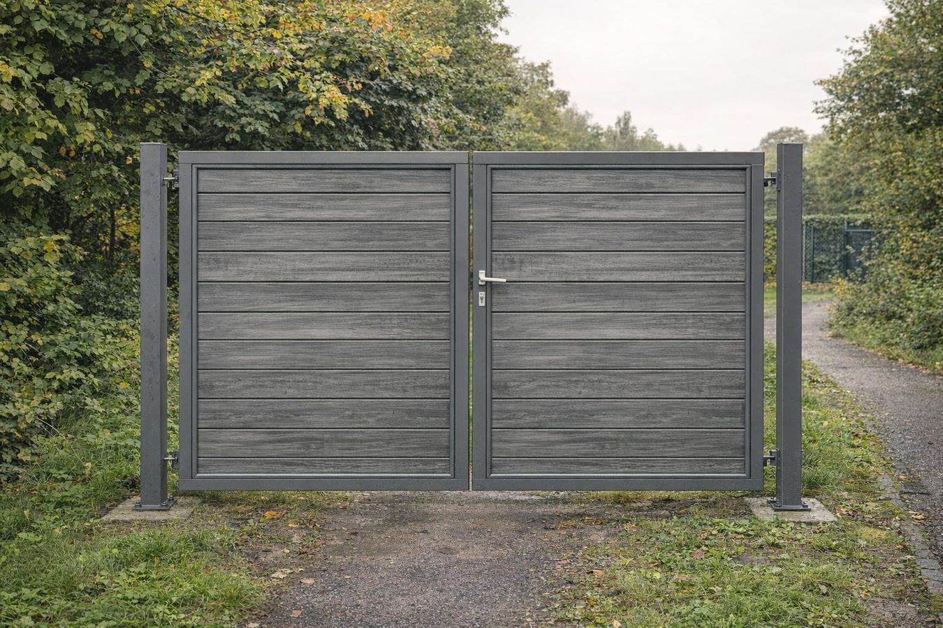Doppeltor WOODY, Höhen 80 bis 200cm, Breite 300cm, mit und ohne Füllung, inkl. Torpfosten – Bild 1