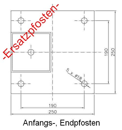 Ersatz-Zaunpfosten 100x100mm mit Fußplatte (Anfangs-, Endpfosten)