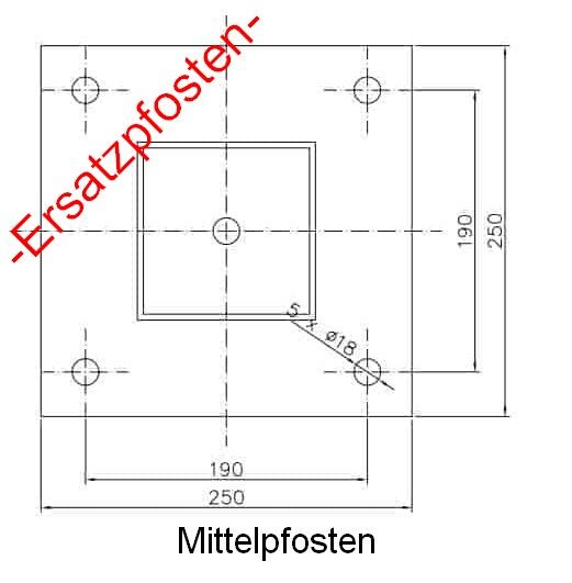 Ersatz-Zaunpfosten 100x100mm mit Fußplatte (Mittelpfosten)